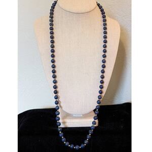 Lapis Lazuli 30" Strand 8mm Beads W/ Gold Tone Spacer Beads